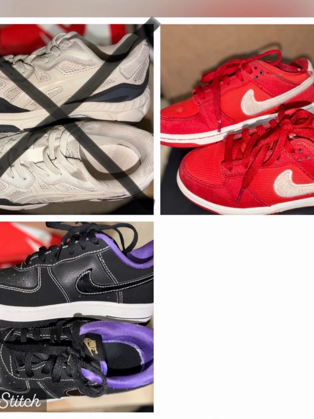Lot of 2 Casual Sneakers - White, Red, Black/Purple